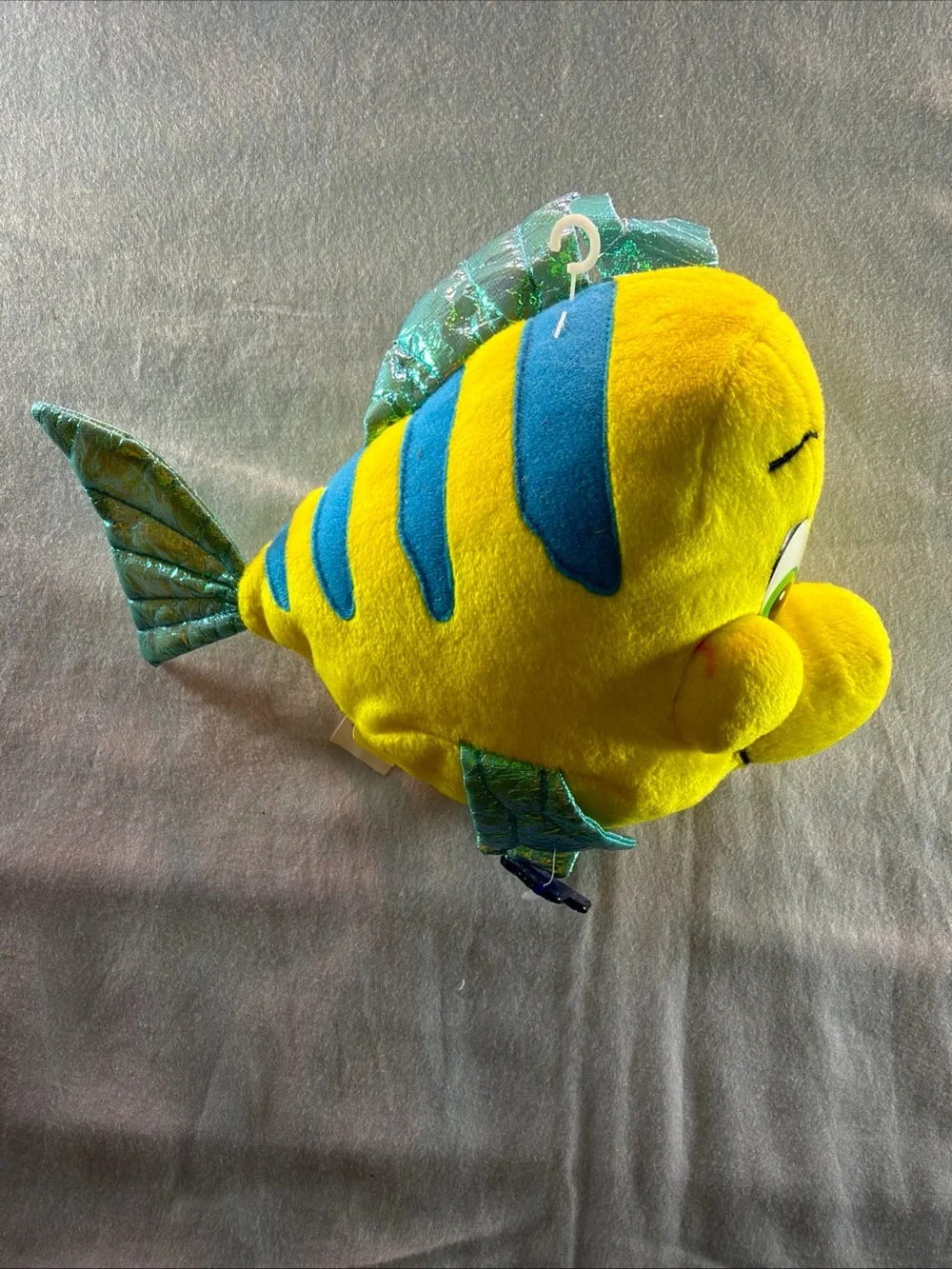 Disney Yellow & Blue Flounder Plush Fish with Shimmery Green Fins